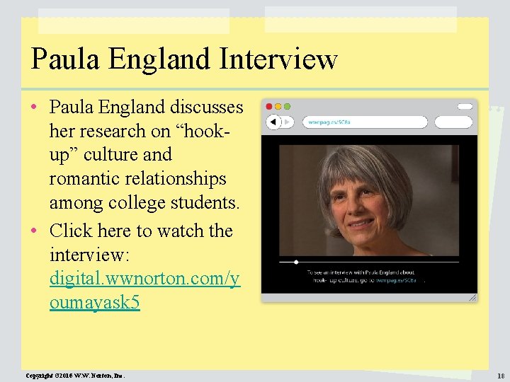Paula England Interview • Paula England discusses her research on “hookup” culture and romantic