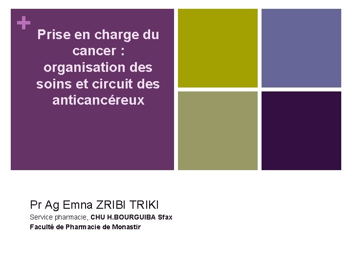 + Prise en charge du cancer : organisation des soins et circuit des anticancéreux