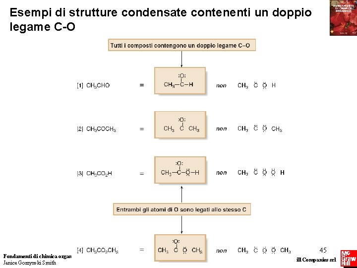 Esempi di strutture condensate contenenti un doppio legame C-O Fondamenti di chimica organica Janice