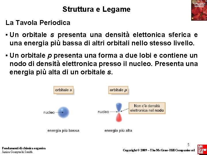 Struttura e Legame La Tavola Periodica • Un orbitale s presenta una densità elettonica