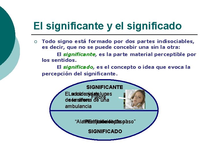 El significante y el significado ¡ Todo signo está formado por dos partes indisociables,