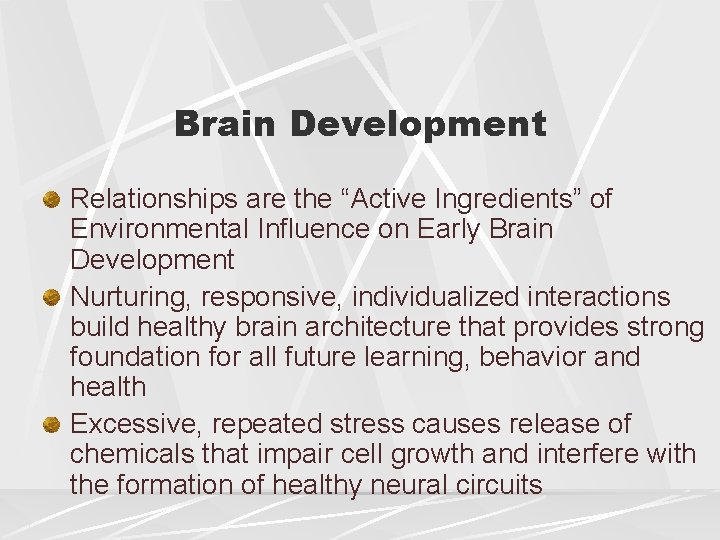 Brain Development Relationships are the “Active Ingredients” of Environmental Influence on Early Brain Development