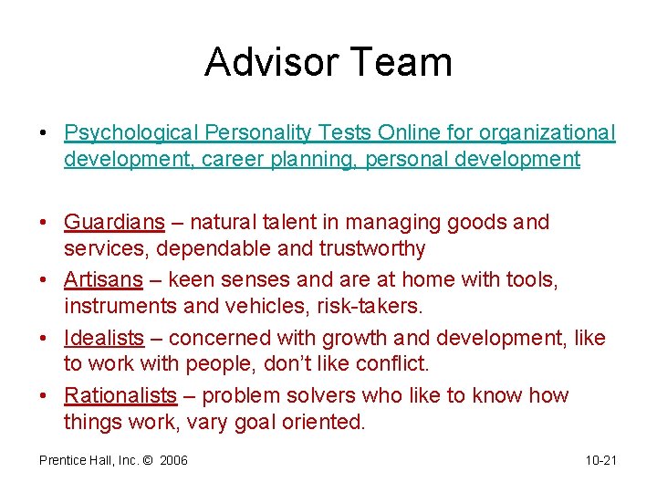 Advisor Team • Psychological Personality Tests Online for organizational development, career planning, personal development