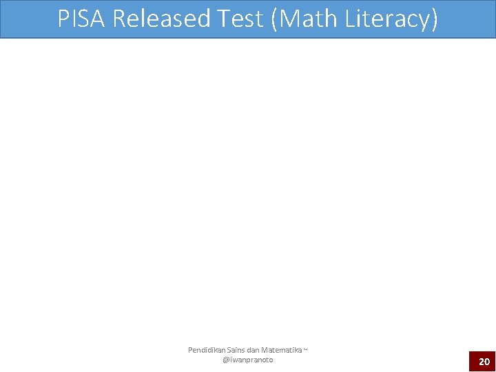 PISA Released Test (Math Literacy) Pendidikan Sains dan Matematika ~ @iwanpranoto 20 