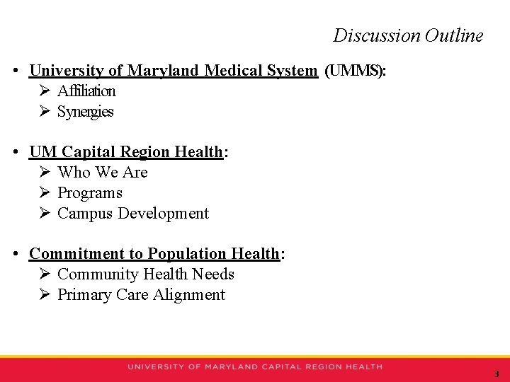 University of Maryland Capital Region Health Update Prince