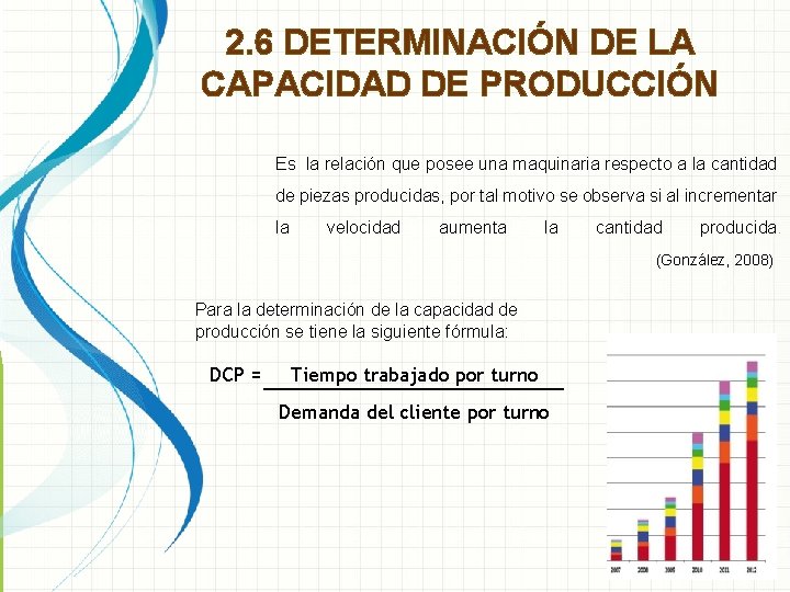 2. 6 DETERMINACIÓN DE LA CAPACIDAD DE PRODUCCIÓN Es la relación que posee una