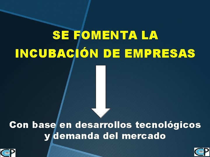 SE FOMENTA LA INCUBACIÓN DE EMPRESAS Con base en desarrollos tecnológicos y demanda del