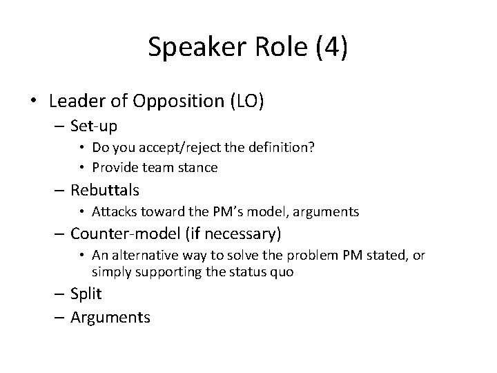 Debate Briefing Basic Structure In THSDC we use