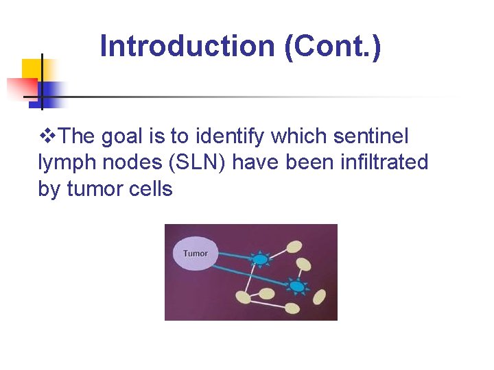 Introduction (Cont. ) v. The goal is to identify which sentinel lymph nodes (SLN)