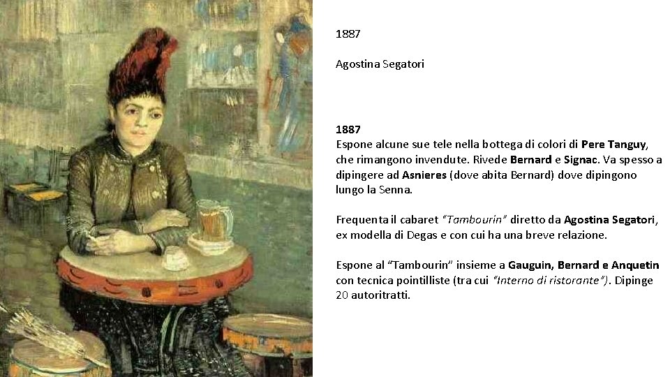 1887 Agostina Segatori 1887 Espone alcune sue tele nella bottega di colori di Pere