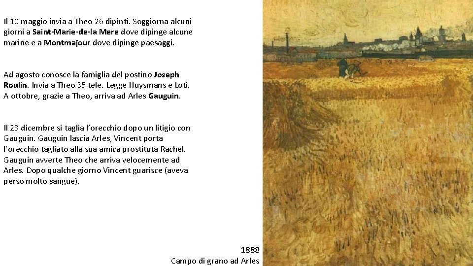 Il 10 maggio invia a Theo 26 dipinti. Soggiorna alcuni giorni a Saint-Marie-de-la Mere