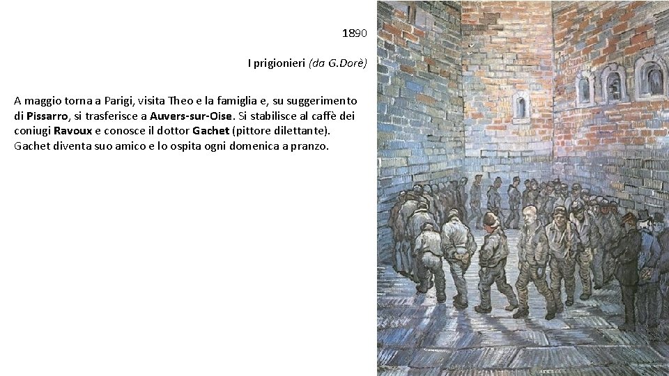 1890 I prigionieri (da G. Dorè) A maggio torna a Parigi, visita Theo e