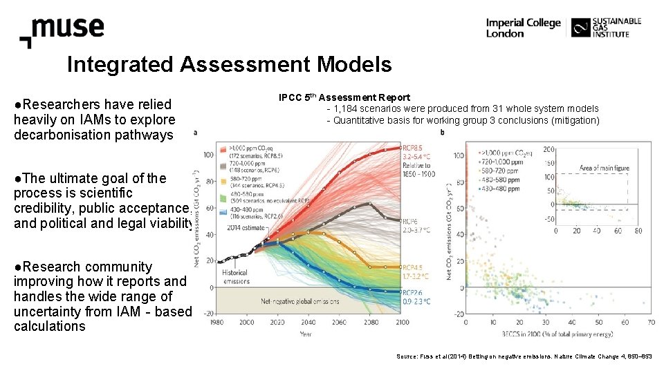 Integrated Assessment Models ●Researchers have relied heavily on IAMs to explore decarbonisation pathways IPCC