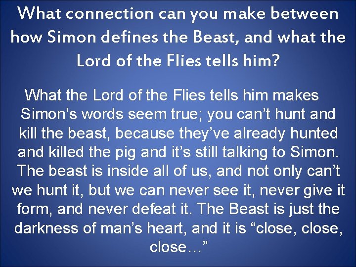 What connection can you make between how Simon defines the Beast, and what the