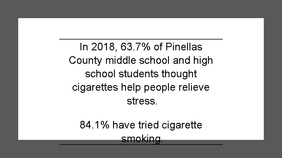 In 2018, 63. 7% of Pinellas County middle school and high school students thought