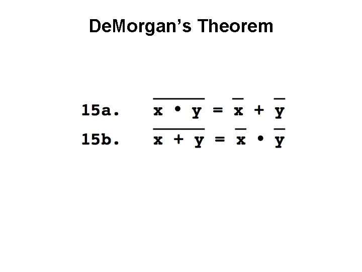 De. Morgan’s Theorem 