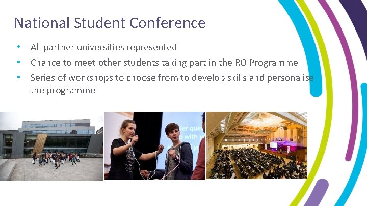 National Student Conference • All partner universities represented • Chance to meet other students