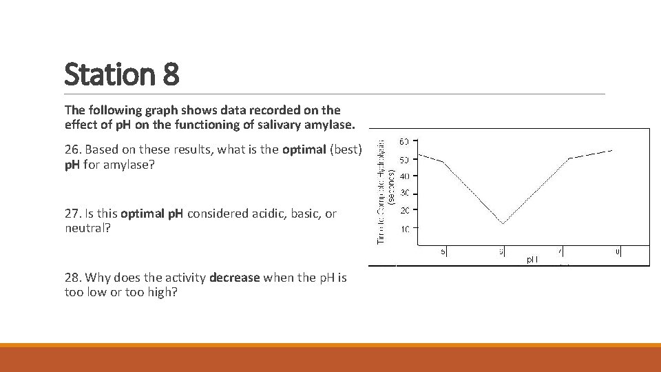 Station 8 The following graph shows data recorded on the effect of p. H