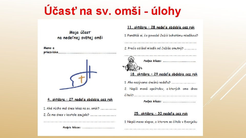 Účasť na sv. omši - úlohy 