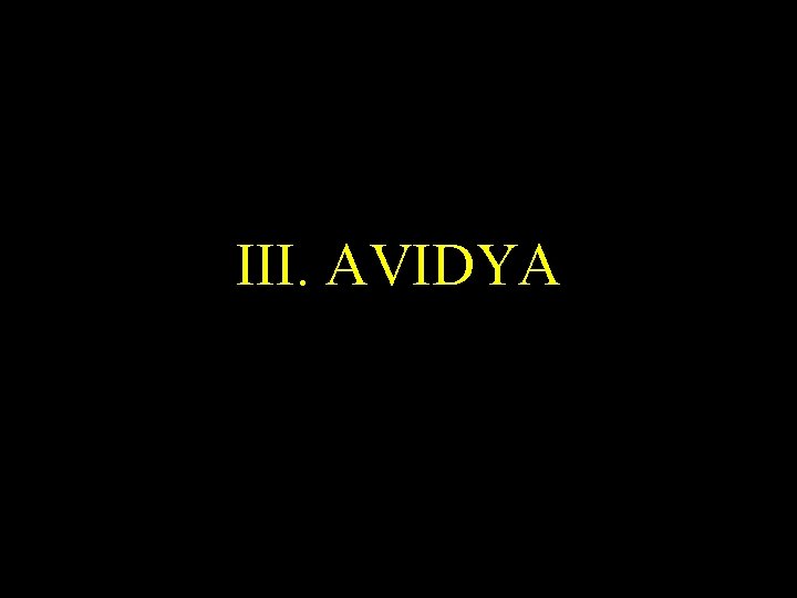 III. AVIDYA 