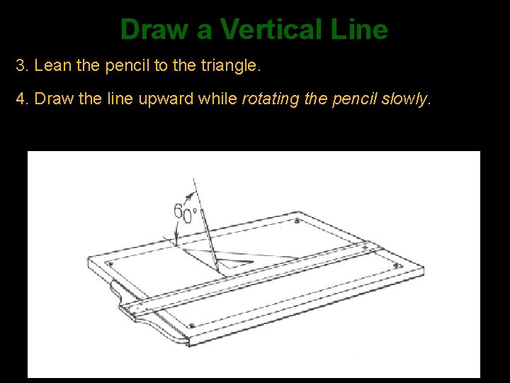 Draw a Vertical Line 3. Lean the pencil to the triangle. 4. Draw the