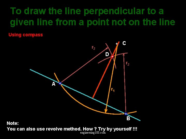 To draw the line perpendicular to a given line from a point not on