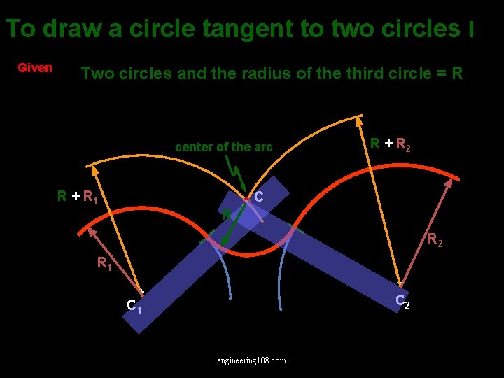 To draw a circle tangent to two circles I Given Two circles and the