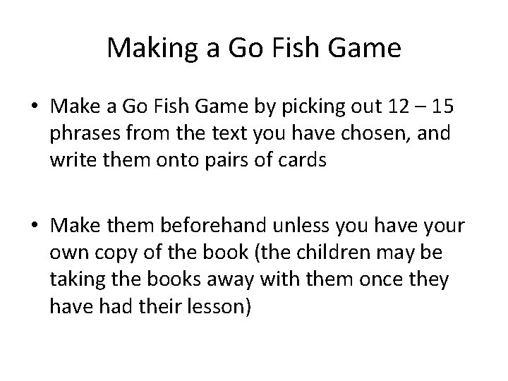 Making a Go Fish Game • Make a Go Fish Game by picking out