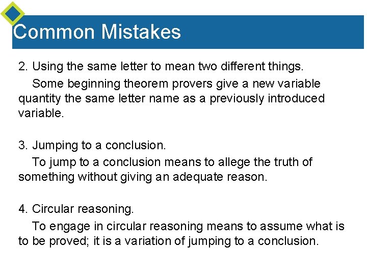 Common Mistakes 2. Using the same letter to mean two different things. Some beginning Common Mistakes 2. Using the same letter to mean two different things. Some beginning