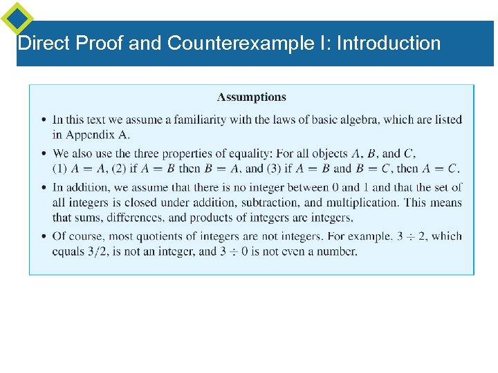 Direct Proof and Counterexample I: Introduction Direct Proof and Counterexample I: Introduction