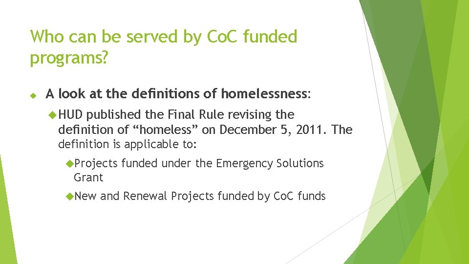 Who can be served by Co. C funded programs? A look at the definitions
