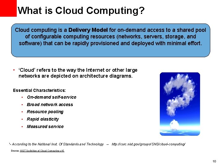 What is Cloud Computing? Cloud computing is a Delivery Model for on-demand access to