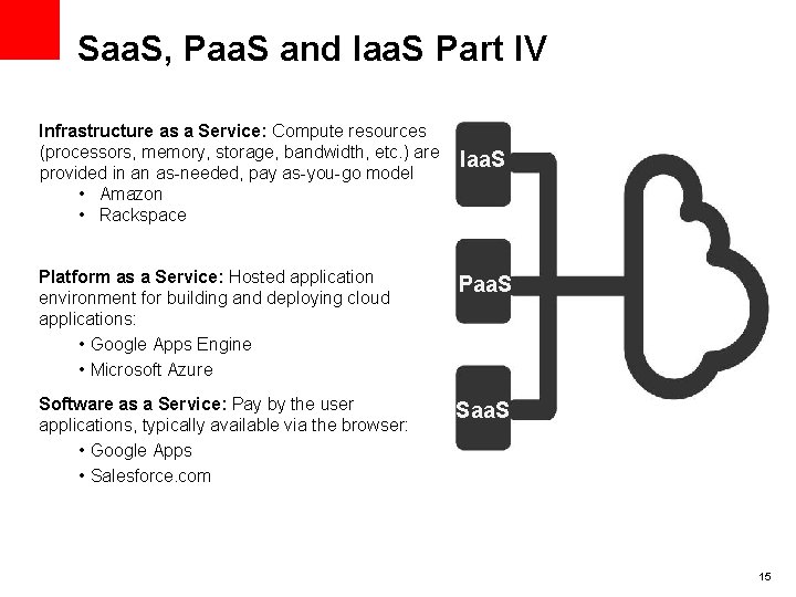 Saa. S, Paa. S and Iaa. S Part IV Infrastructure as a Service: Compute