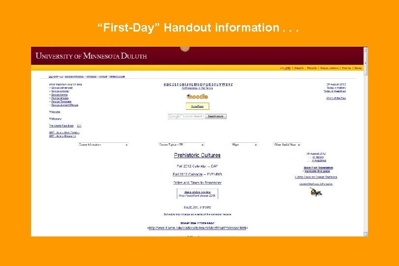 “First-Day” Handout information. . . 
