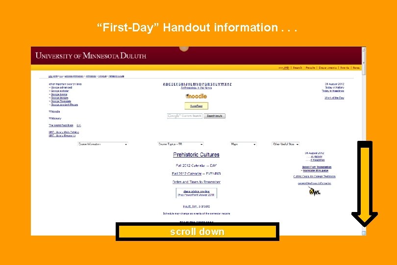 “First-Day” Handout information. . . scroll down 