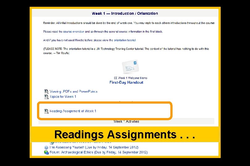 Readings Assignments. . . 