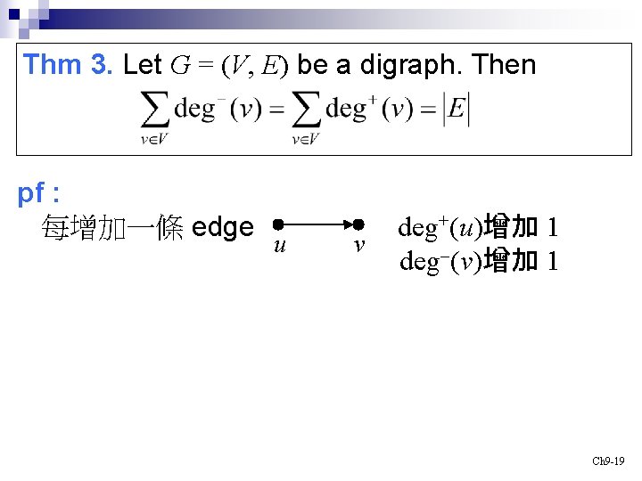 Thm 3. Let G = (V, E) be a digraph. Then pf : 每增加一條