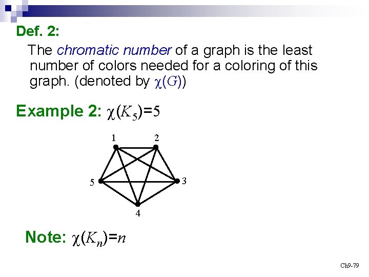 Def. 2: The chromatic number of a graph is the least number of colors