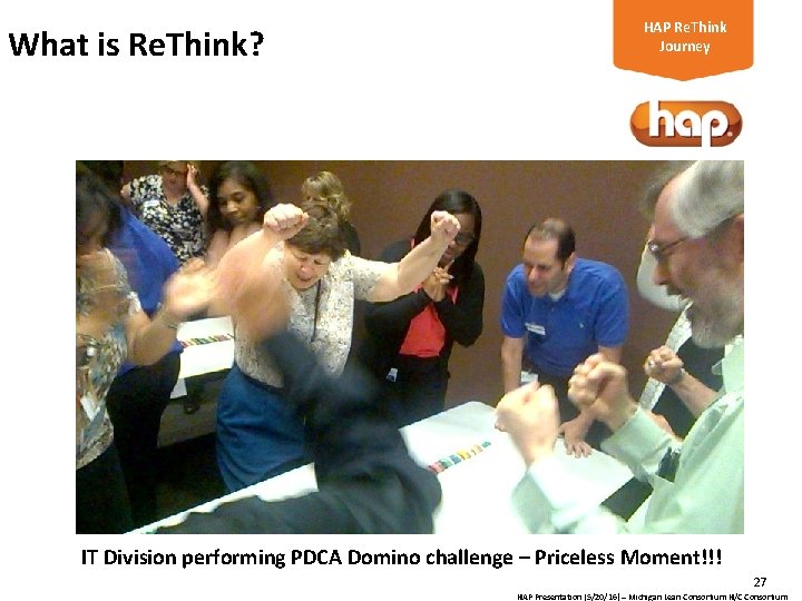 What is Re. Think? HAP Re. Think Journey IT Division performing PDCA Domino challenge