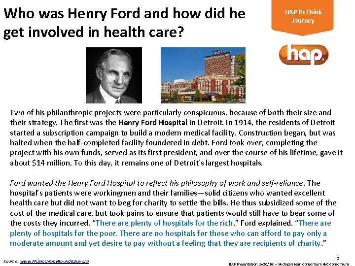 Who was Henry Ford and how did he get involved in health care? HAP