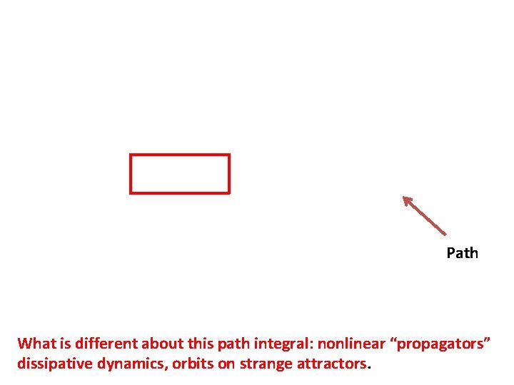 Path What is different about this path integral: nonlinear “propagators” dissipative dynamics, orbits on Path What is different about this path integral: nonlinear “propagators” dissipative dynamics, orbits on