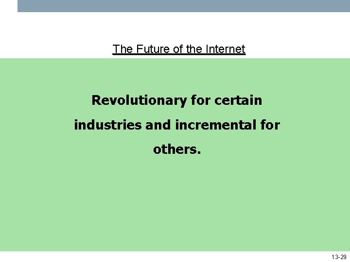 The Future of the Internet Revolutionary for certain industries and incremental for others. 13