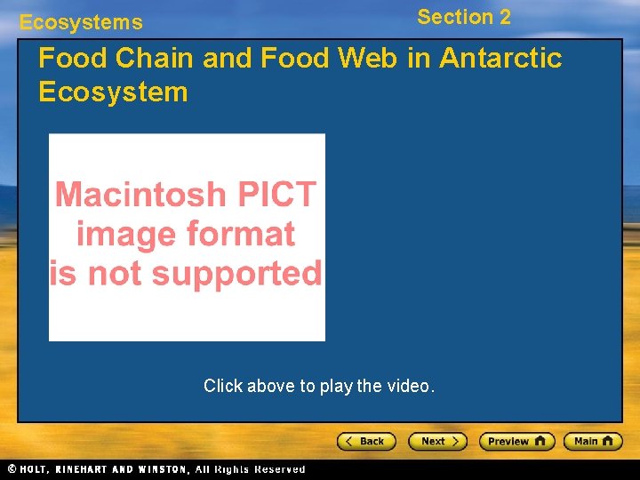 Ecosystems Section 2 Food Chain and Food Web in Antarctic Ecosystem Click above to