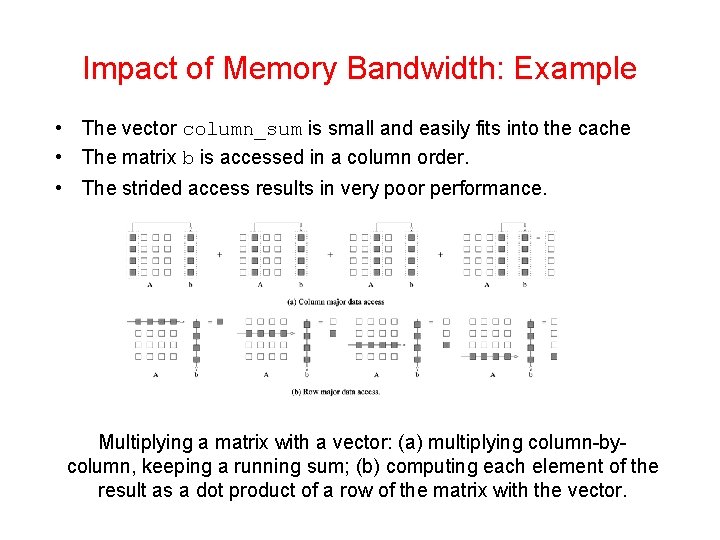 Impact of Memory Bandwidth: Example • The vector column_sum is small and easily fits