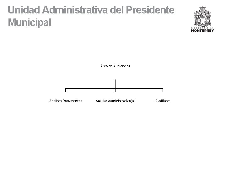 Unidad Administrativa del Presidente Municipal Área de Audiencias Analista Documentos Auxiliar Administrativo(a) Auxiliares 