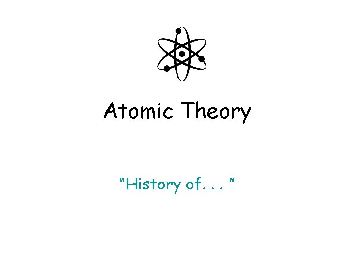 Atomic Theory “History of. . . ” 