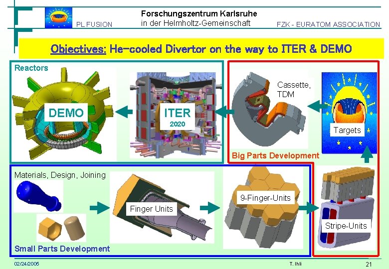 PL FUSION Forschungszentrum Karlsruhe in der Helmholtz-Gemeinschaft FZK - EURATOM ASSOCIATION Objectives: He-cooled Divertor