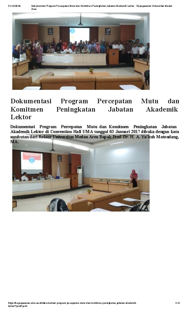 31/12/2018 Dokumentasi Program Percepatan Mutu dan Komitmen Peningkatan Jabatan Akademik Lektor - Kepegawaian Universitas