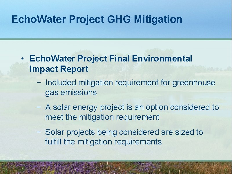 Echo. Water Project GHG Mitigation • Echo. Water Project Final Environmental Impact Report −