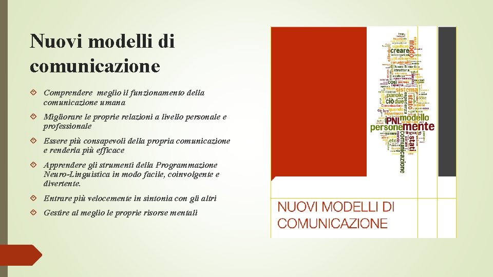 Nuovi modelli di comunicazione Comprendere meglio il funzionamento della comunicazione umana Migliorare le proprie